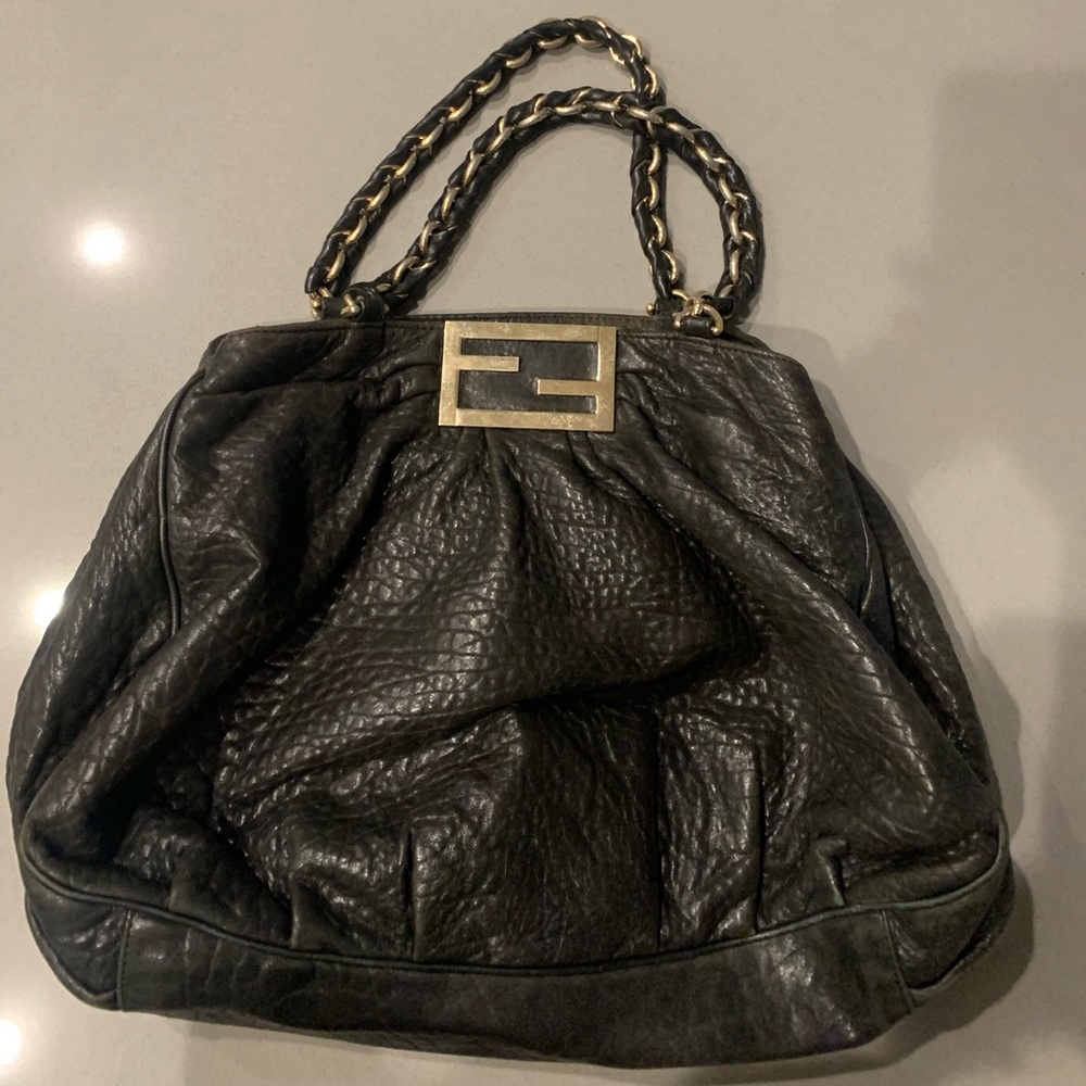 Fendi Black Borsa Leather Mia Shoulder Bag